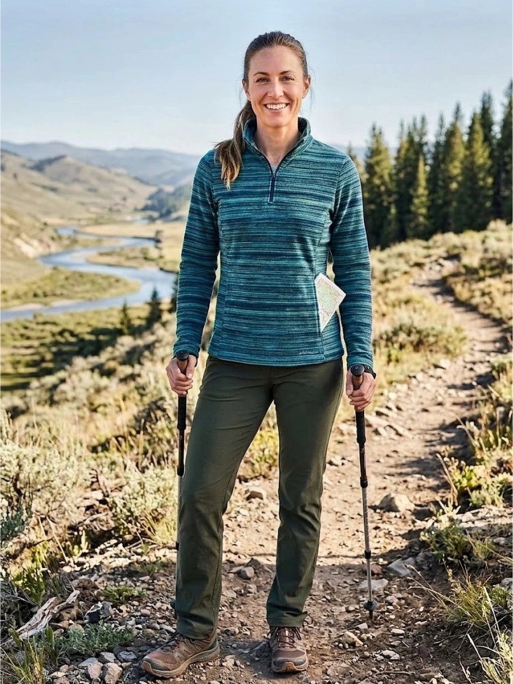 Eddie Bauer Women's Quest Fleece 1/4-Zip Pullover - Printed in Blue